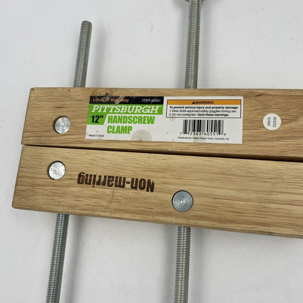 Pittsburgh Unisex 12" Handscrew Clamp Wood Non-marring 60551 Woodworking Tool